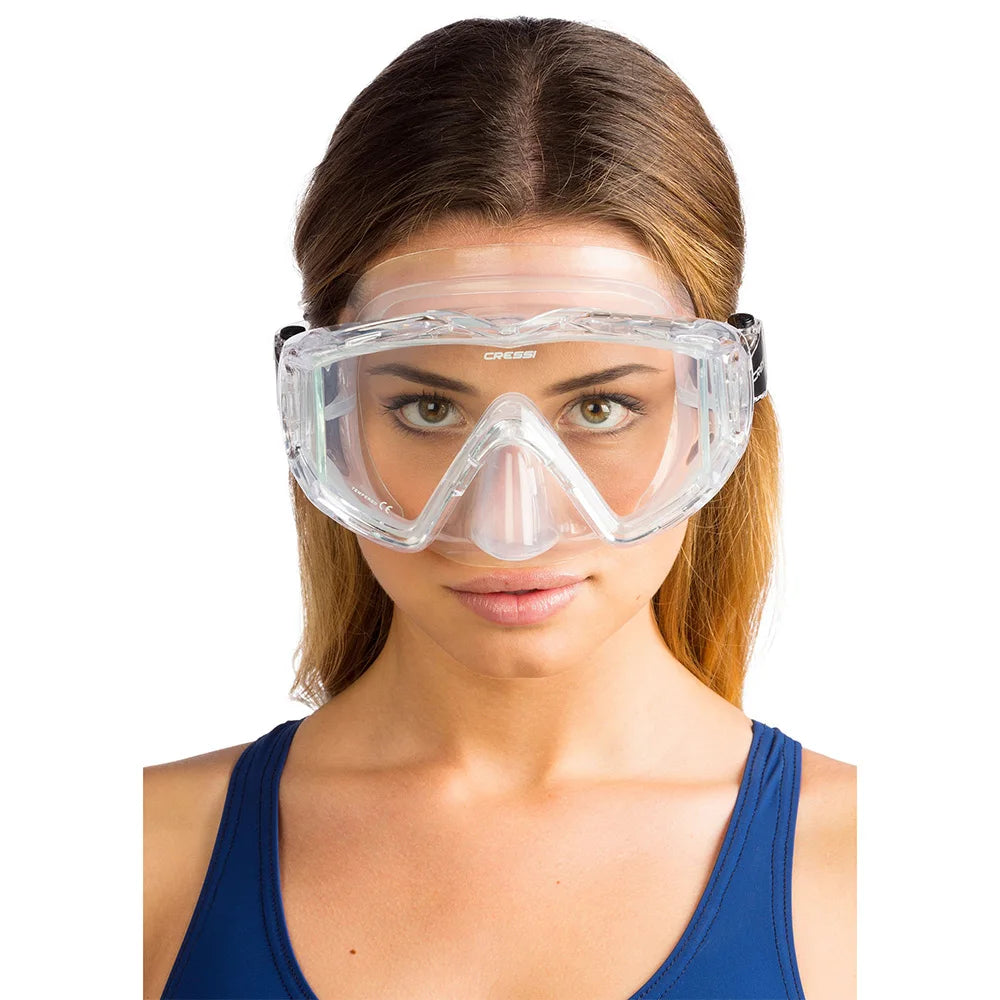 Cressi Snorkeling Diving Mask Swimming Scuba Silicone Skirt Three-Lens for Adults Pano3