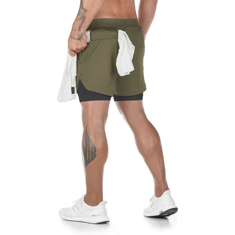 Camo Running Shorts Men Gym Sports Shorts 2 In 1 Quick Dry Workout Training Shorts