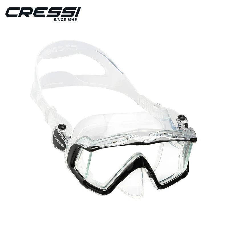 Cressi Snorkeling Diving Mask Swimming Scuba Silicone Skirt Three-Lens for Adults Pano3