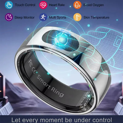 Smart Ring with Charging Case for Skin Temperature Measure,Message Call band