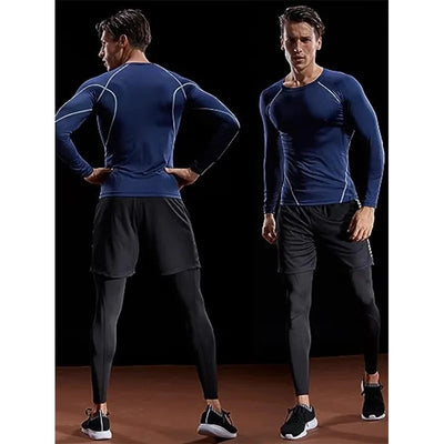 Compression Running T Shirt Men Sportswear Long Sleeve Workout Jersey Gym Fitness Tights Training Rashgard Sport T-shirt Men