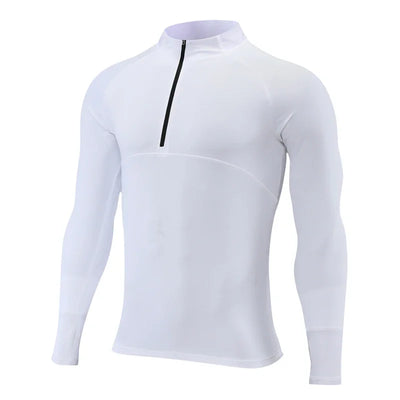 High Quality Quick Dry Mens Sports T-Shirt Sportswear Long Sleeve Running Gym Clothing Fitness Compression Shirt Zip Pullover