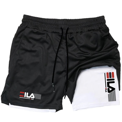 2025 New Men's Running Fitness Shorts 2 in 1 Double Layer Sports Shorts Sportswear Gym Fitness Shorts Training Jogging Pants Men