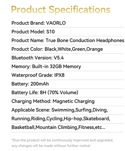 Upgrades Bluetooth 5.4 Bone Conduction Wireless Headphones