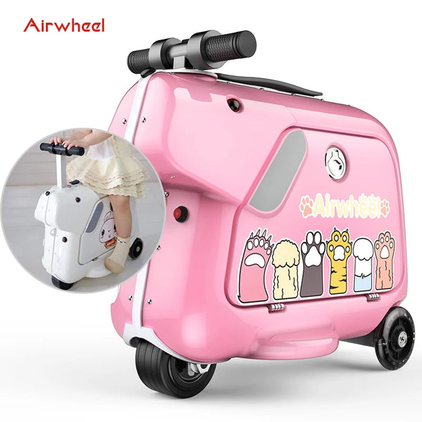 Airwheel kids scooter suitcase ride on electrical smart luggage bag 16inch boarding trolley suitcase school bag