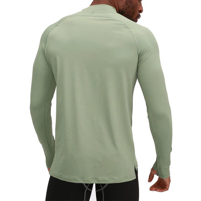 Men Sports Half Zip Long Sleeve Compression Gym Sportswear