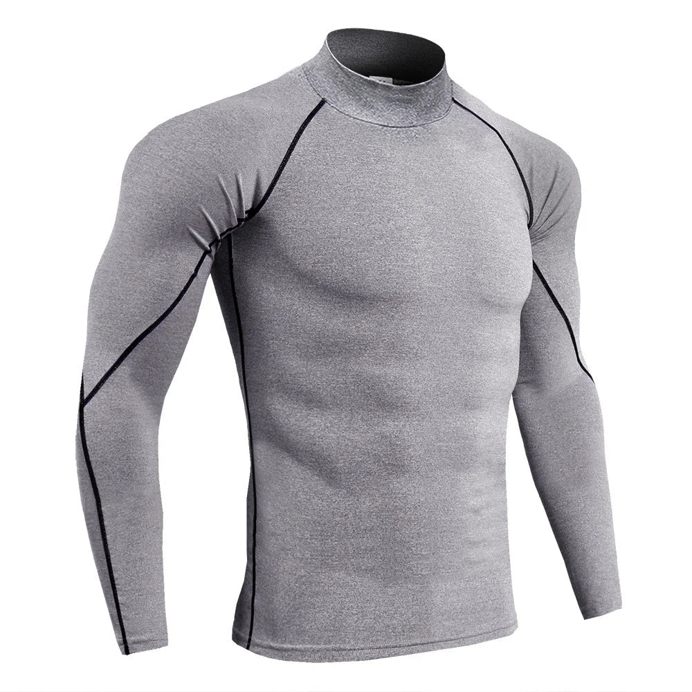 Men Bodybuilding Sport T-shirt Quick Dry Running Shirt Long Sleeve Compression Top Gym T Shirt Men Fitness Tight Rashgard