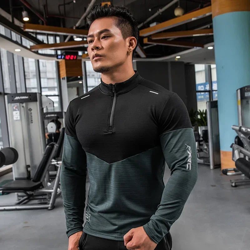 Mens Gym Compression Shirt Male Rashgard Fitness Long Sleeves Running Clothes Homme T-shirt Football Jersey Sportswear Dry Fit