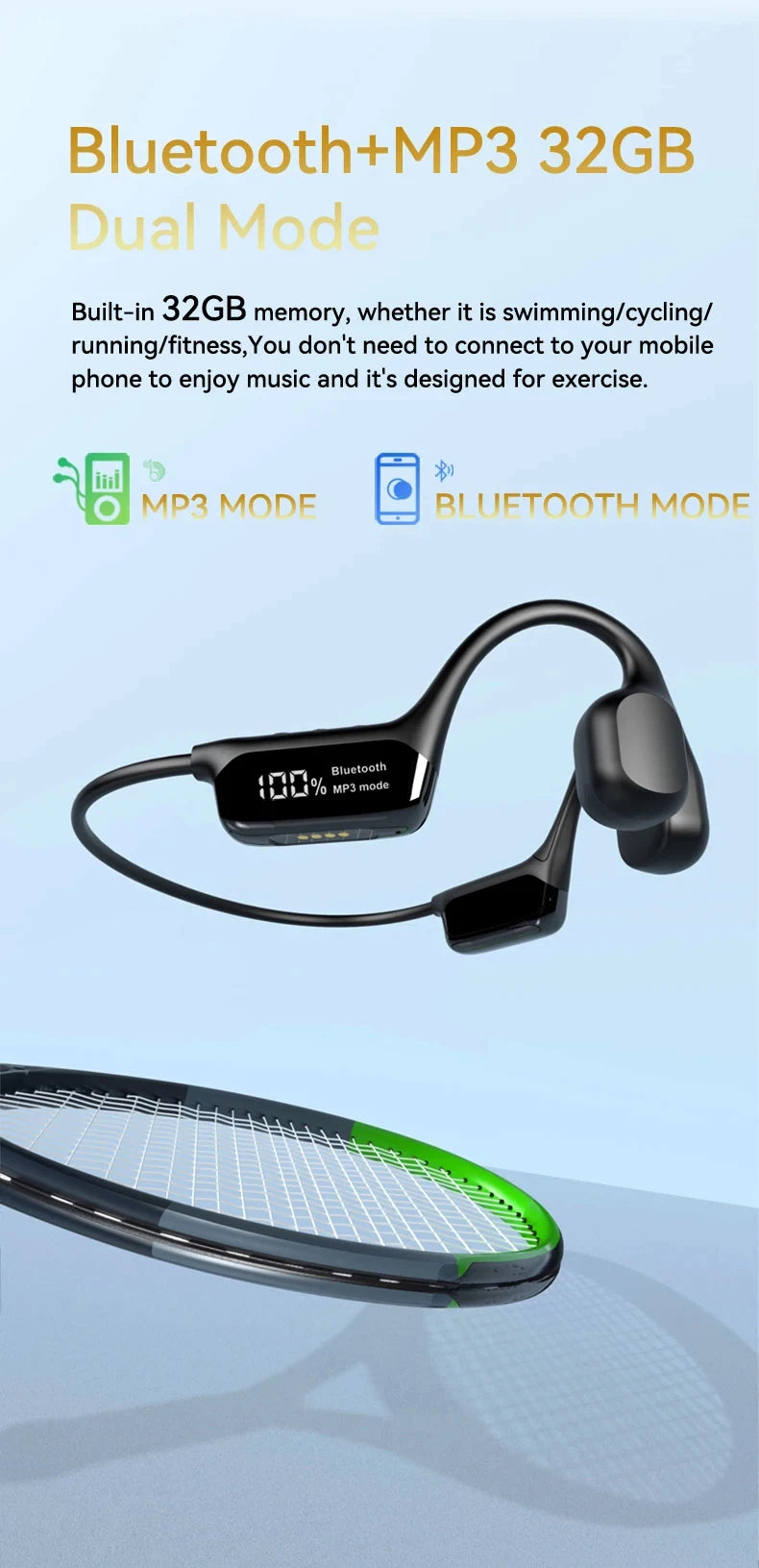 Xiaomi Mijia Bone Conduction Earphones IPX8 Waterproof Headset for Swimming