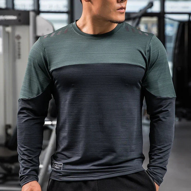 Mens Gym Compression Shirt Male Rashgard Fitness Long Sleeves Running Clothes Homme T-shirt Football Jersey Sportswear Dry Fit