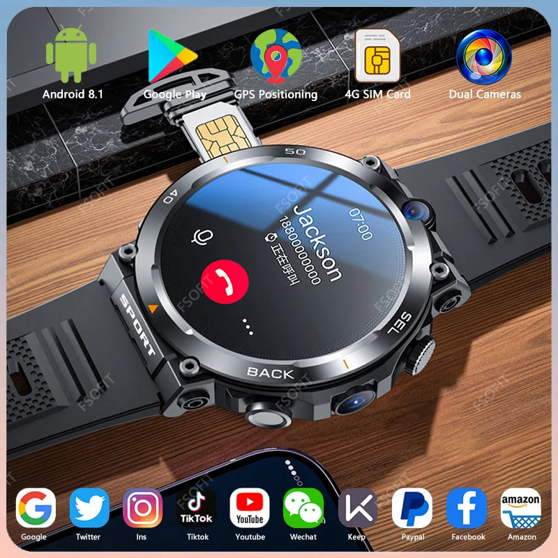 SIM Card Smart Watch Dual Camera GPS Wifi NFC