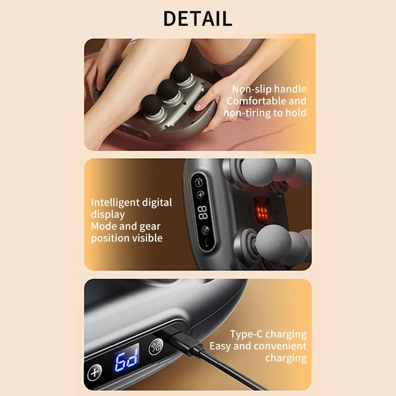 Fascia Gun 6 Heads Massage Gun High Frequency Massager